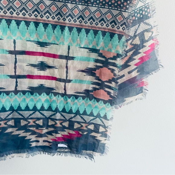 Multi Color Aztec Print Scarf Accessory 40 inch by 40 inch - Picture 5 of 5